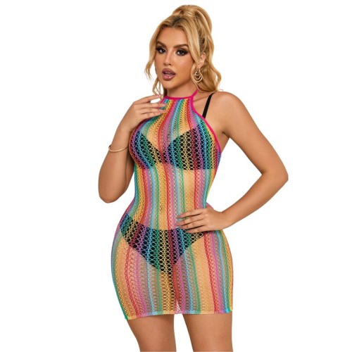 Subblime Rainbow Fishnet Dress - Sexy and Bold