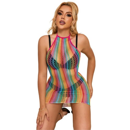 Subblime Rainbow Fishnet Dress - Sexy and Bold