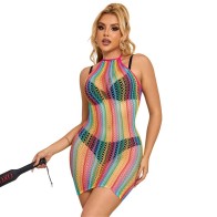 Subblime Rainbow Fishnet Dress - Sexy and Bold