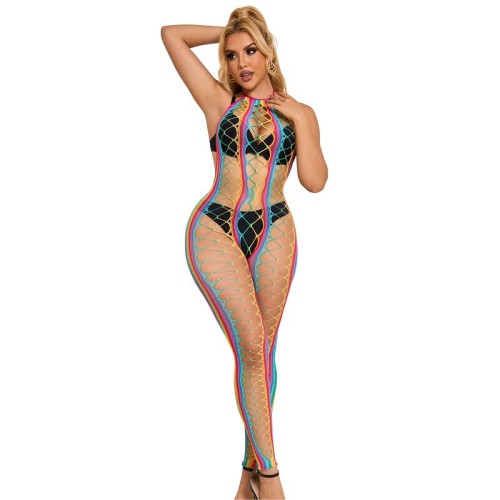 Subblime Vestido De Rejilla Cuello Halter Arcoiris - Elegancia Coqueta