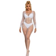 Subblime Long Sleeve Fishnet Bodystocking White