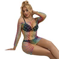 Subblime - Vestido De Rejilla Manga Larga Arcoiris Para Estilo Irresistible