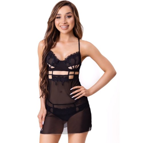 Livco Corsetti Fashion Maia Babydoll + Tanga Negro S/M