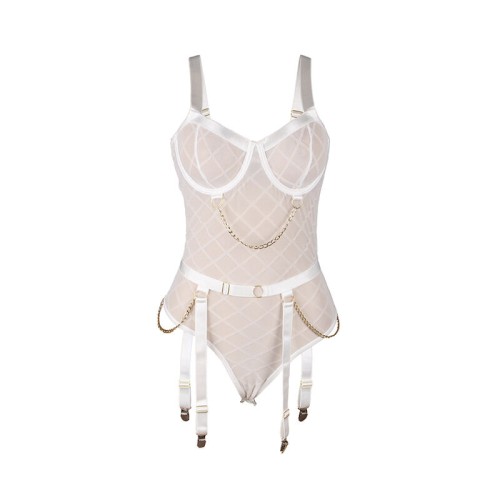 Body Sublime con Cadenas y Ligueros Blanco L/XL - Admira Tu Belleza