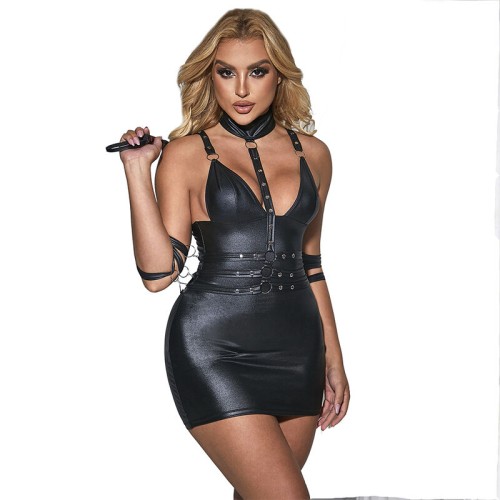 Sublime Black Leather Bondage Dress Buy Online