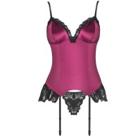 Livco Corsetti Agrafena Corset y Tanga Burdeos S/M - Lencería Elegante