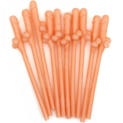 10 Penis Shaped Straws - Fun Party Accessory