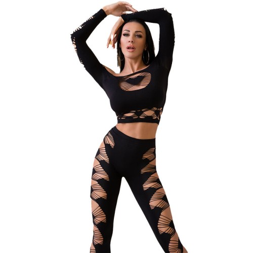 Chilirose Top & Leggings Set Black Elegance