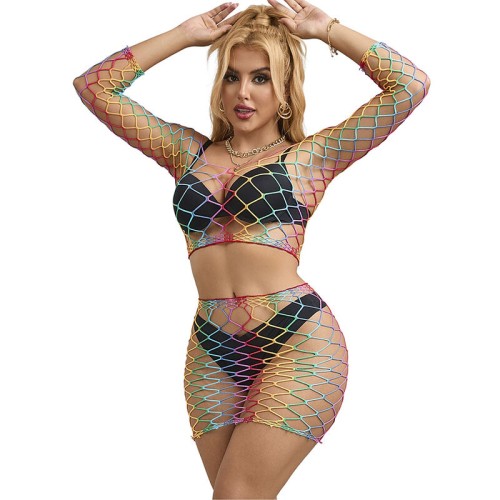 Sublime Rainbow Mesh Set - Playful Lingerie