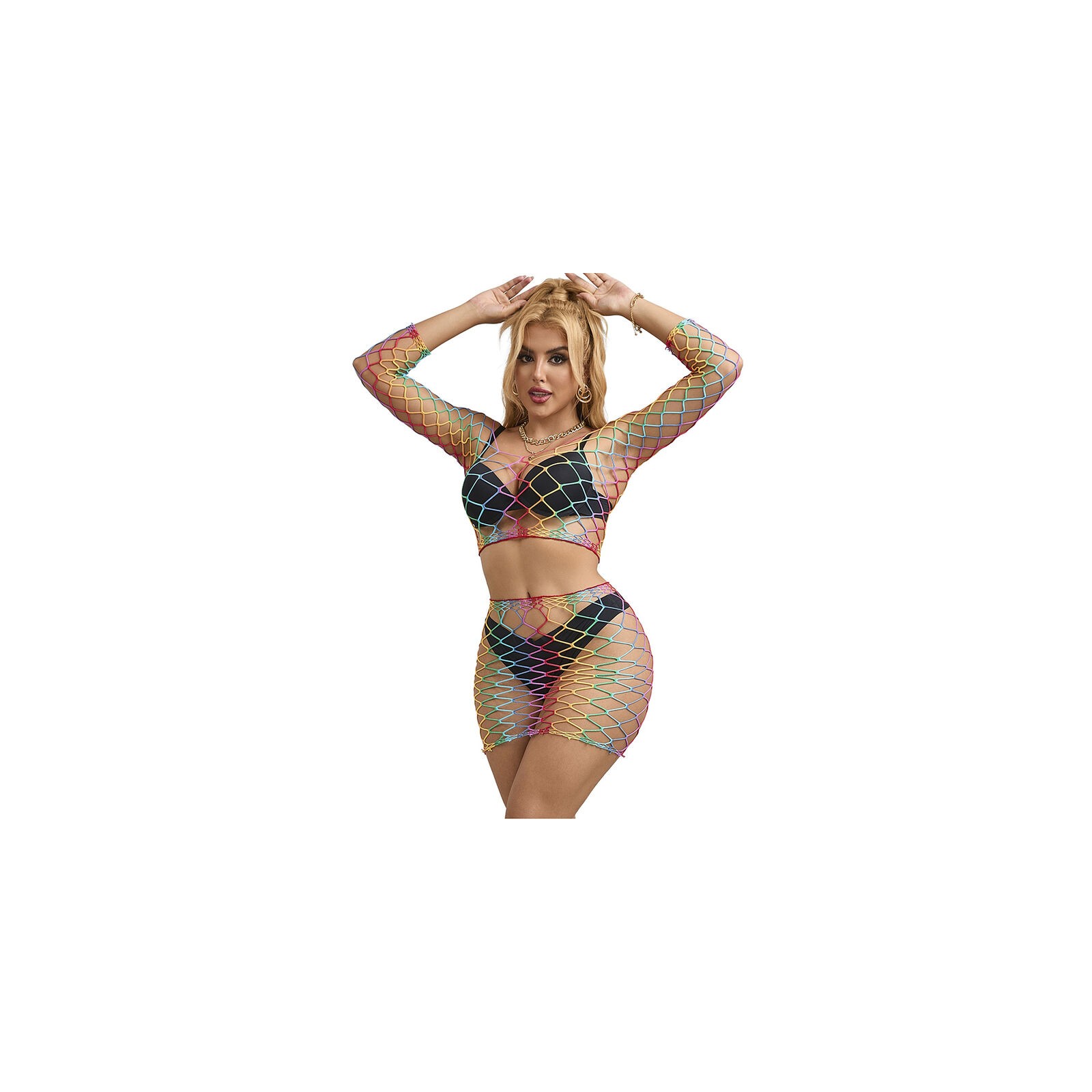 Sublime Rainbow Mesh Set - Playful Lingerie