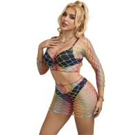 Sublime Rainbow Mesh Set - Playful Lingerie