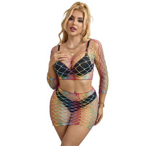 Sublime Rainbow Mesh Set - Playful Lingerie