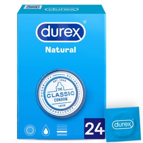 Condones Durex Natural Plus 24 Unidades para Placer Seguro