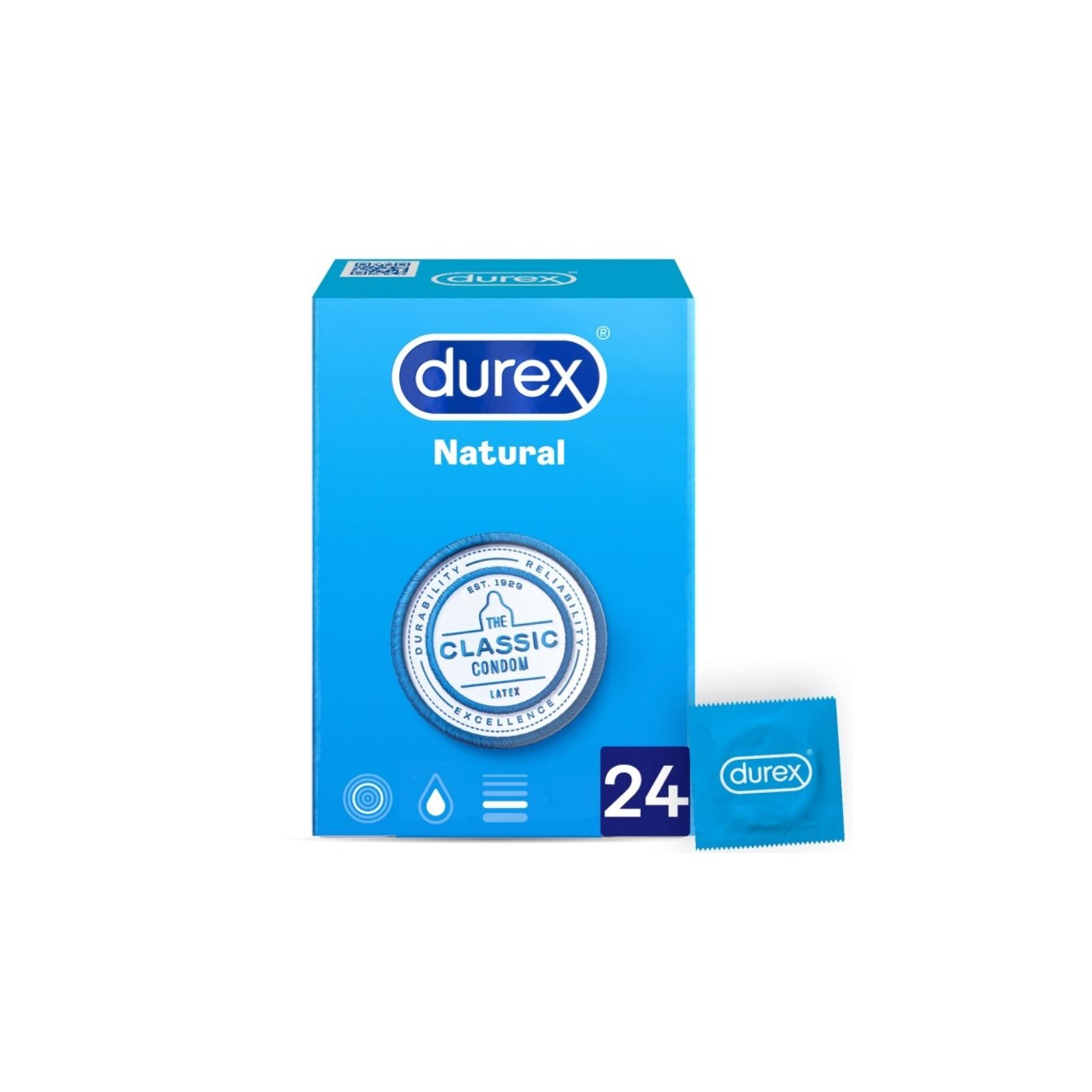 Condones Durex Natural Plus 24 Unidades para Placer Seguro