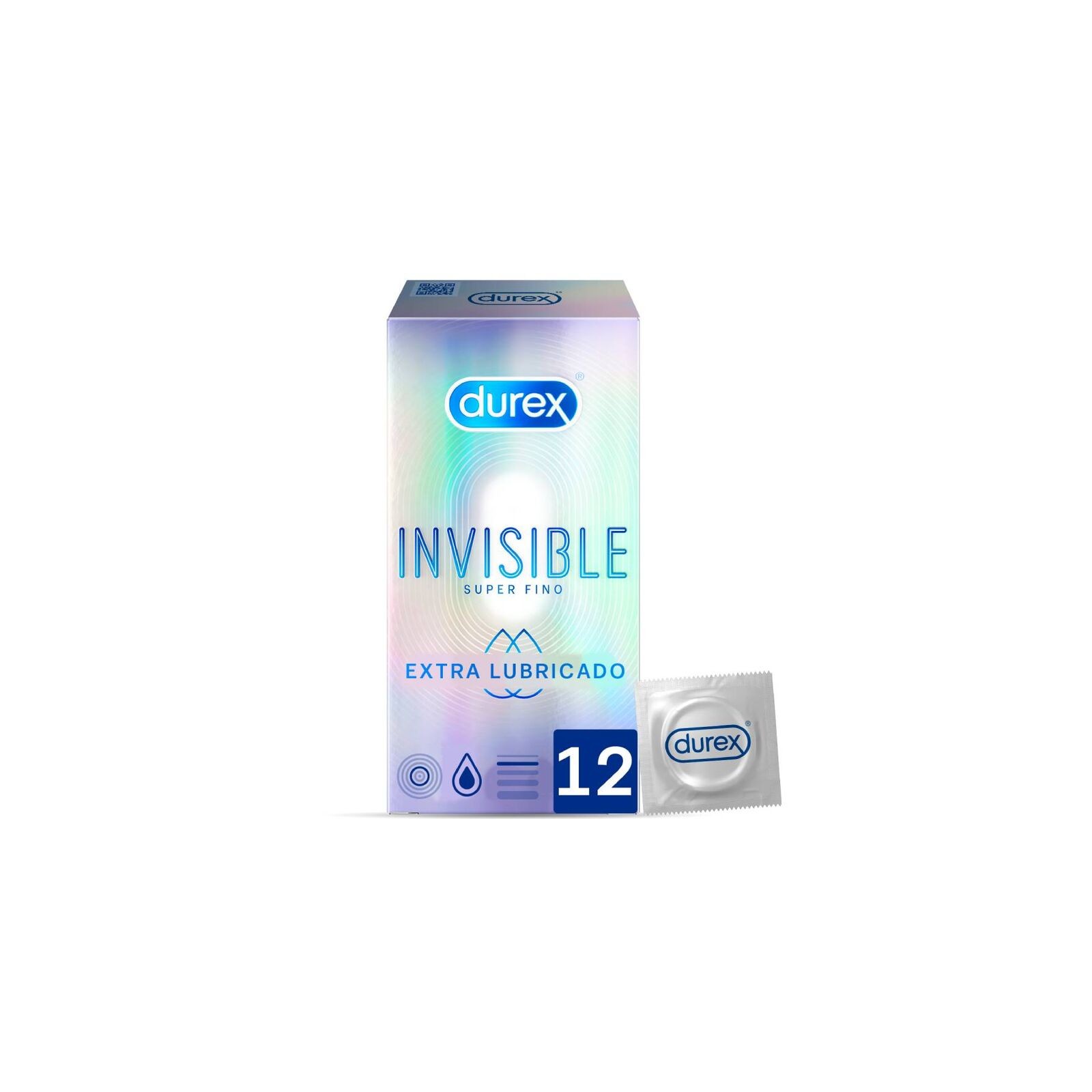 Durex Invisible Extra Lubricado 12 Unidades - Preservativos Ultra Finos