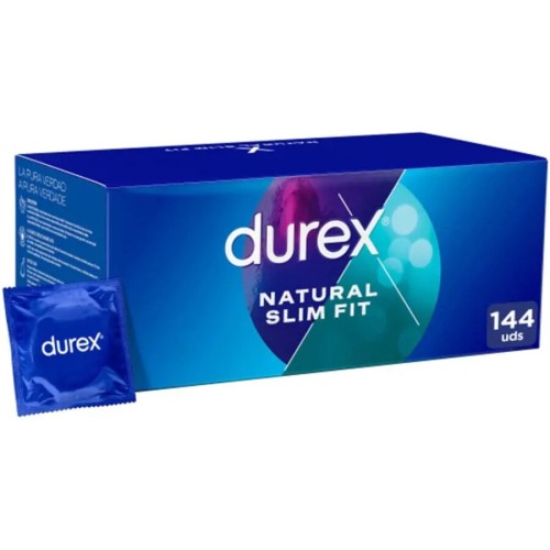 Durex - Preservativos Natural Slim Fit 144 Unidades para Sexo Seguro