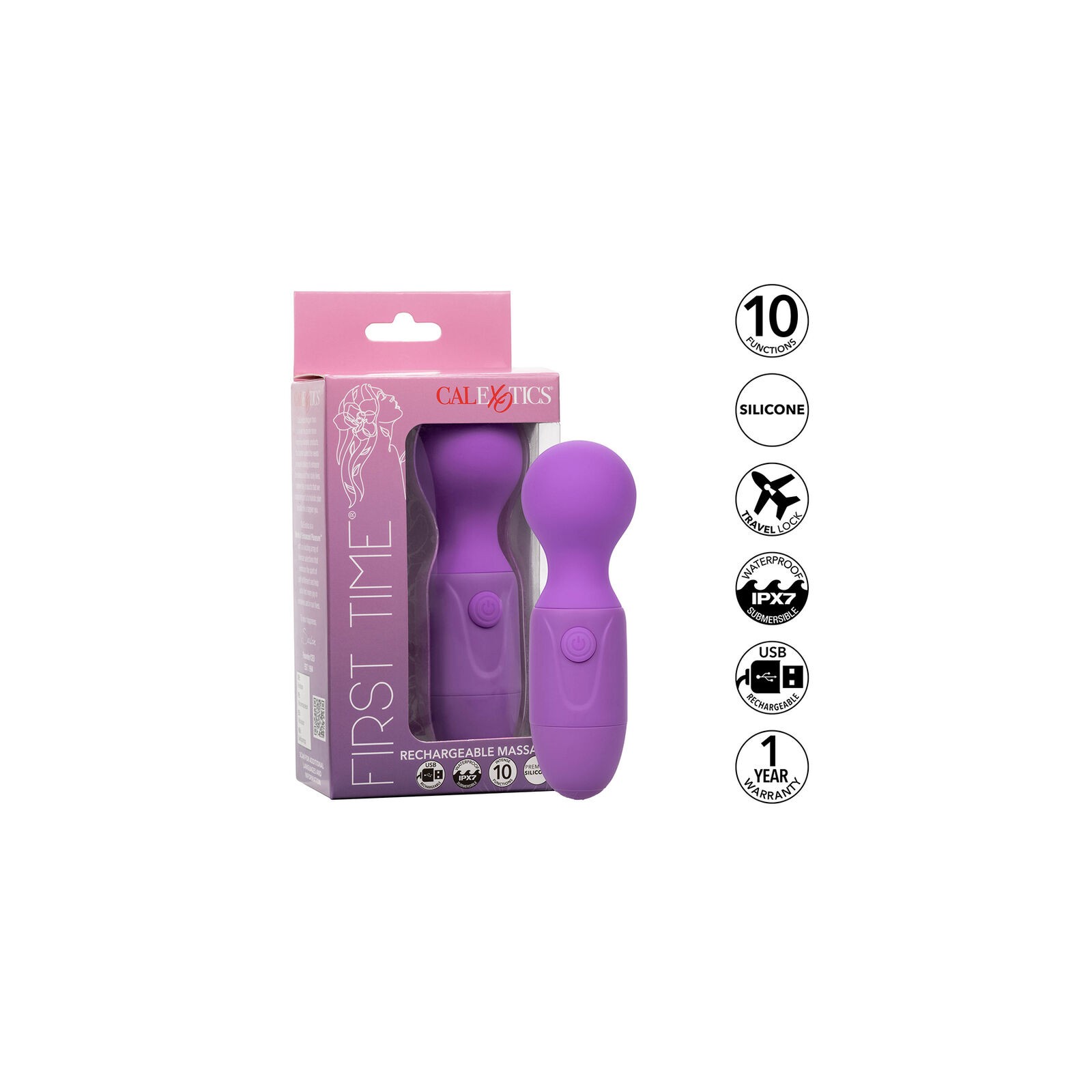 First Time Rechargeable Massager Violet 10 Vibrations - Perfect for Beginners