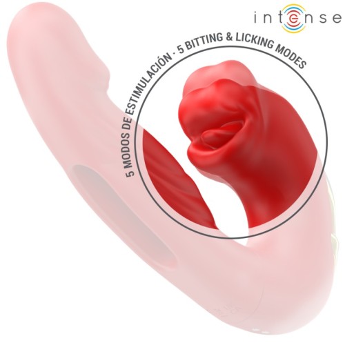 Intense - Nathy Vibrador Doble Con Boca Estimuladora Multifunción Rojo