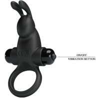 Pretty Love - Anillo Vibrador + Estimulador Clítoris Negro - Diversión Íntima