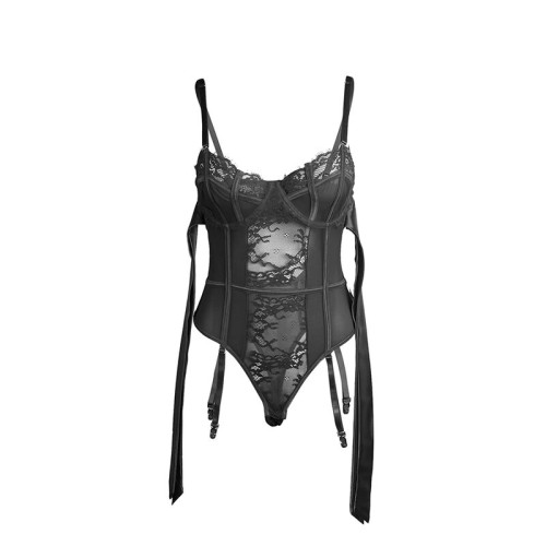 Sublime Black Lace Body with Garters - Sensual Elegance