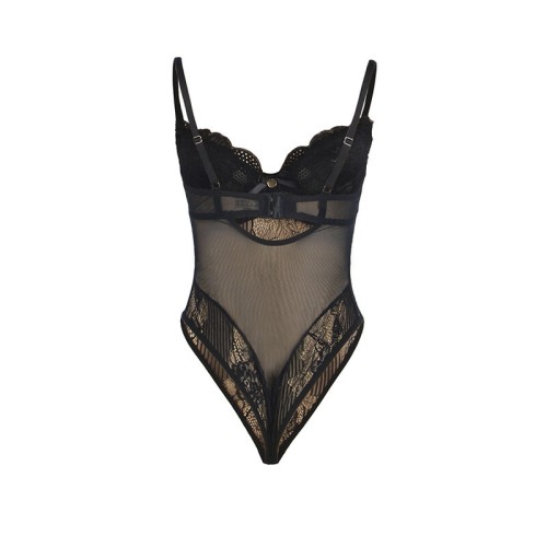 Sublime Black Lace Body with Open Crotch S/M - Bold and Elegant