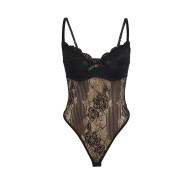 Sublime Lace Bodysuit Open Crotch Black L XL