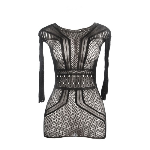 Sublime Crochet Mesh Backless Mini Dress - Elegant and Seductive