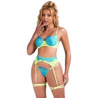 Sublime Green and Blue Lace Spliced Set S/M - Sophisticated and Sensual