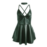 Sublime Green PU Leather Dress with Adjustable Straps