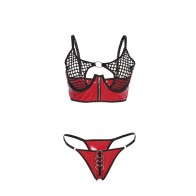 Sublime Shiny Red Synthetic Leather Bra Set