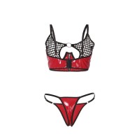 Sublime Shiny Red Synthetic Leather Bra Set