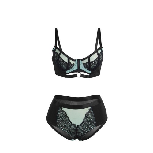 Sublime Green Lace and Mesh Push-up Set - Elegant and Confident