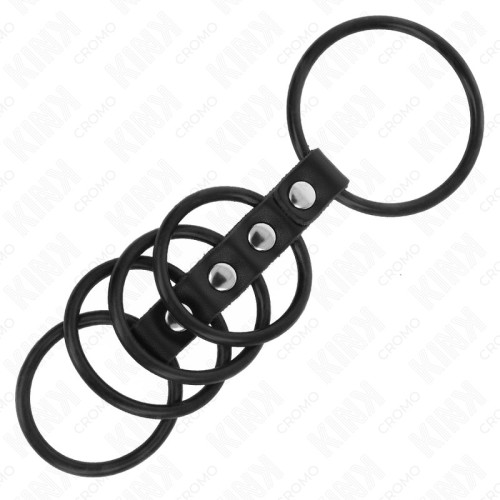 Kink 5 Silicone Cock Rings Connected by Leather