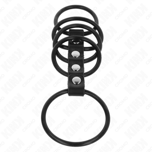 Kink 5 Silicone Cock Rings Connected by Leather