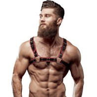 Eco-Leather Chest Harness Black/Red - Unleashing Masculinity