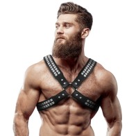 Crossover Eco-Leather Harness with Studs for Men - Stylish Design