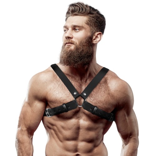 Adjustable Bulldog Eco-Leather Chest Harness for Men - Stylish Support