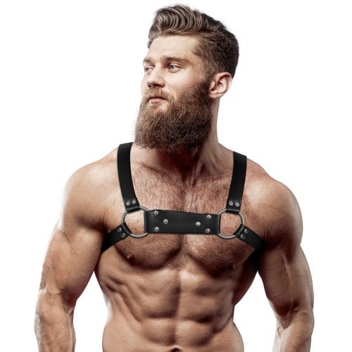 M/L Bulldog Adjustable Eco-Leather Chest Harness for Men - Perfect Fit