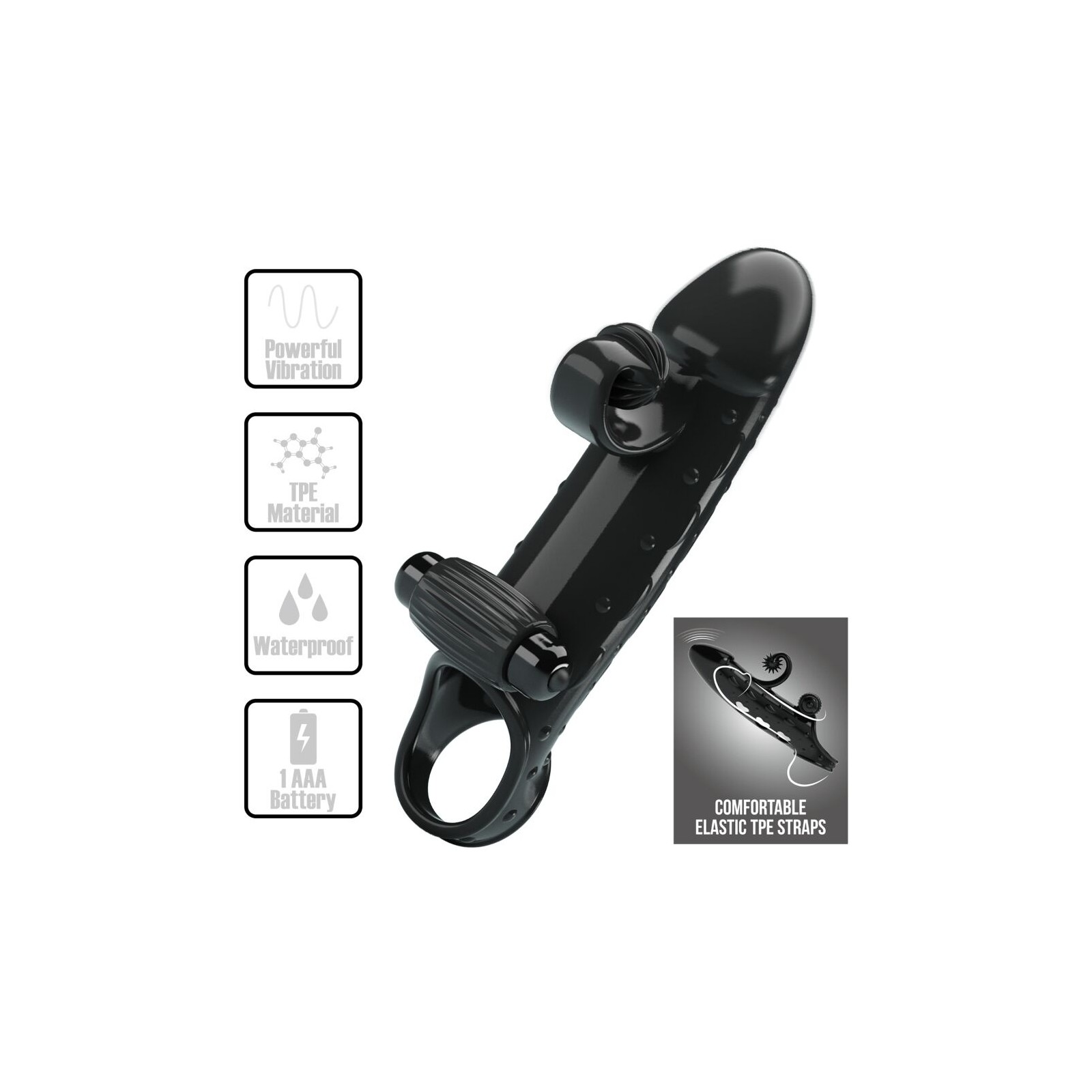 Vibrating Penis Sleeve Black