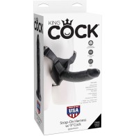 King Cock Harness with Realistic Black Dildo 9 Inch