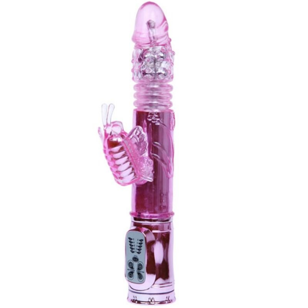 Vibrador Recargable con Rotación y Estimulador Throbbing Butterfly