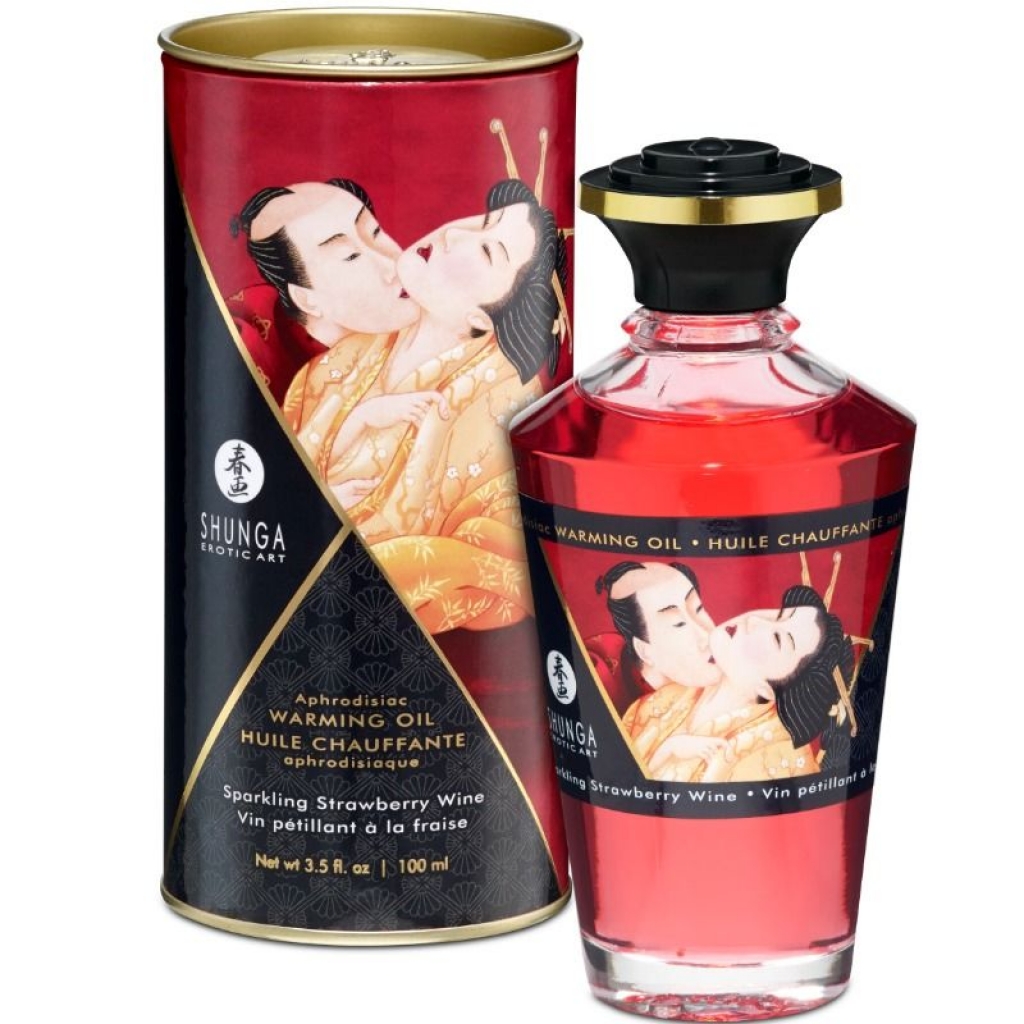 Shunga Aceite Masaje Efecto Calor Fresas Y Cava 100 Ml