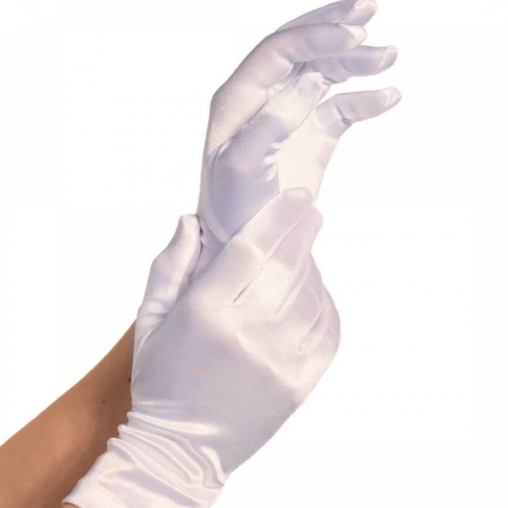 Guantes Cortos de Satén Blanco de Leg Avenue