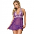 Babydoll Blanco Encaje Floral Morado L/XL