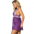 Babydoll Blanco Encaje Floral Morado L/XL