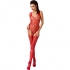 Bodystocking Sexy Rojo con Bordados Florales