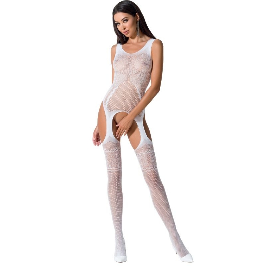 Passion Mujer BS061 - Bodystocking Blanco Talla Única