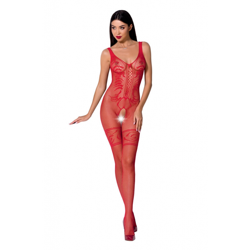 Passion - Woman Bs069 Bodystocking Rojo Talla Única