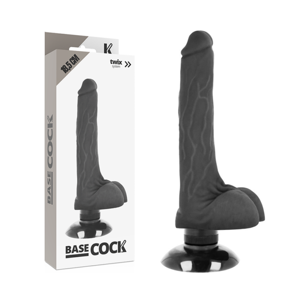 Vibrador Realista 2-1 Negro 18.5 Cm