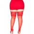 Leg Avenue Medias Rojas Autoadhesivas Con Encaje Ancho Plus Size